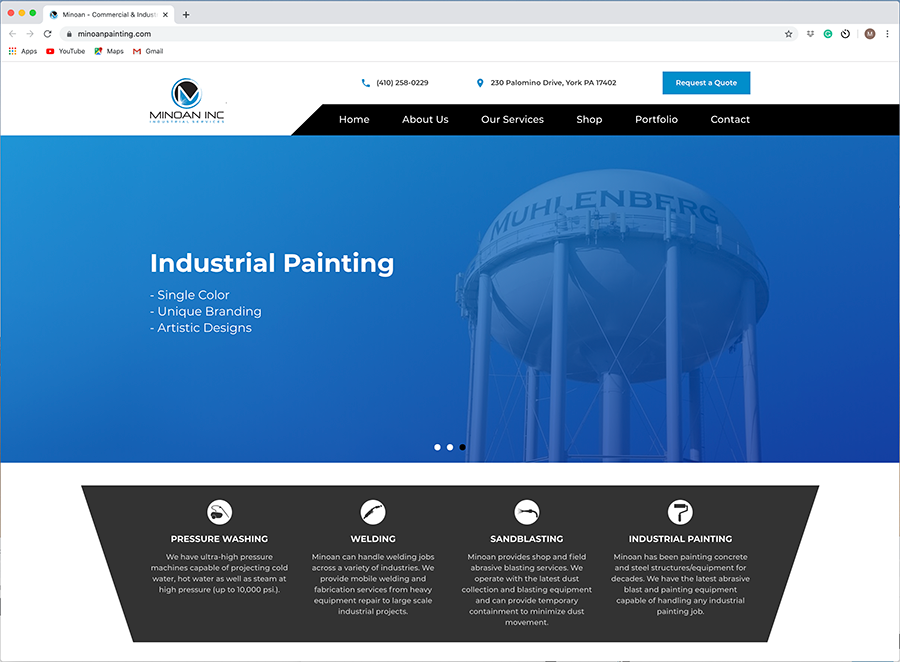 Waltemeyer Creative - Minoan Inc industrial solutions website
